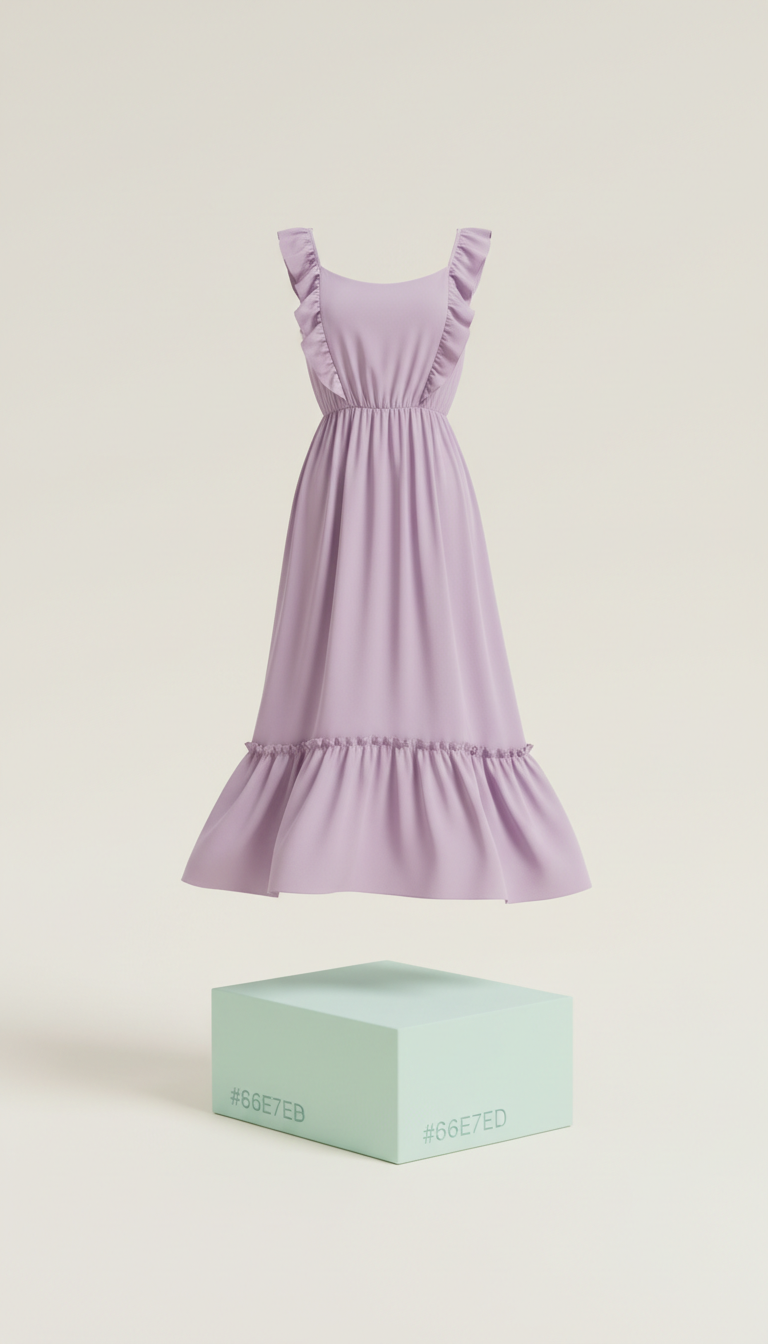 Lilac Ruffled Midi Dress